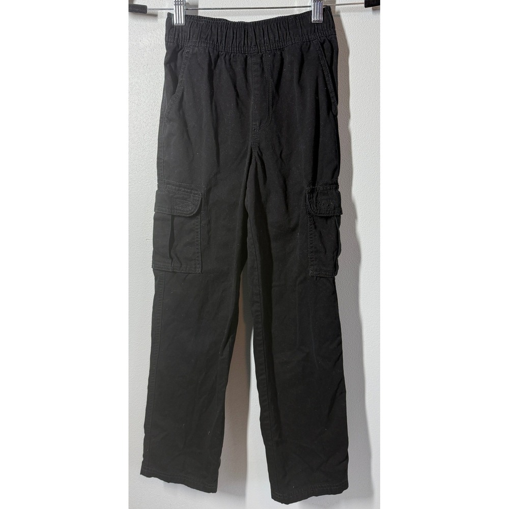 The Childrens Place Boys Cargo Pants 10 Slim Black Adjustable Waist Pockets